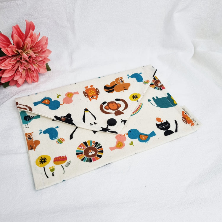 Envelope Pouch (Animal Parade in Cream)