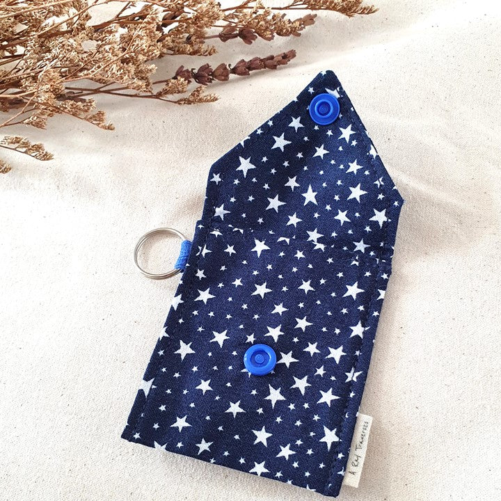 Key Ring Pouch (7cm) - Stars in Blue